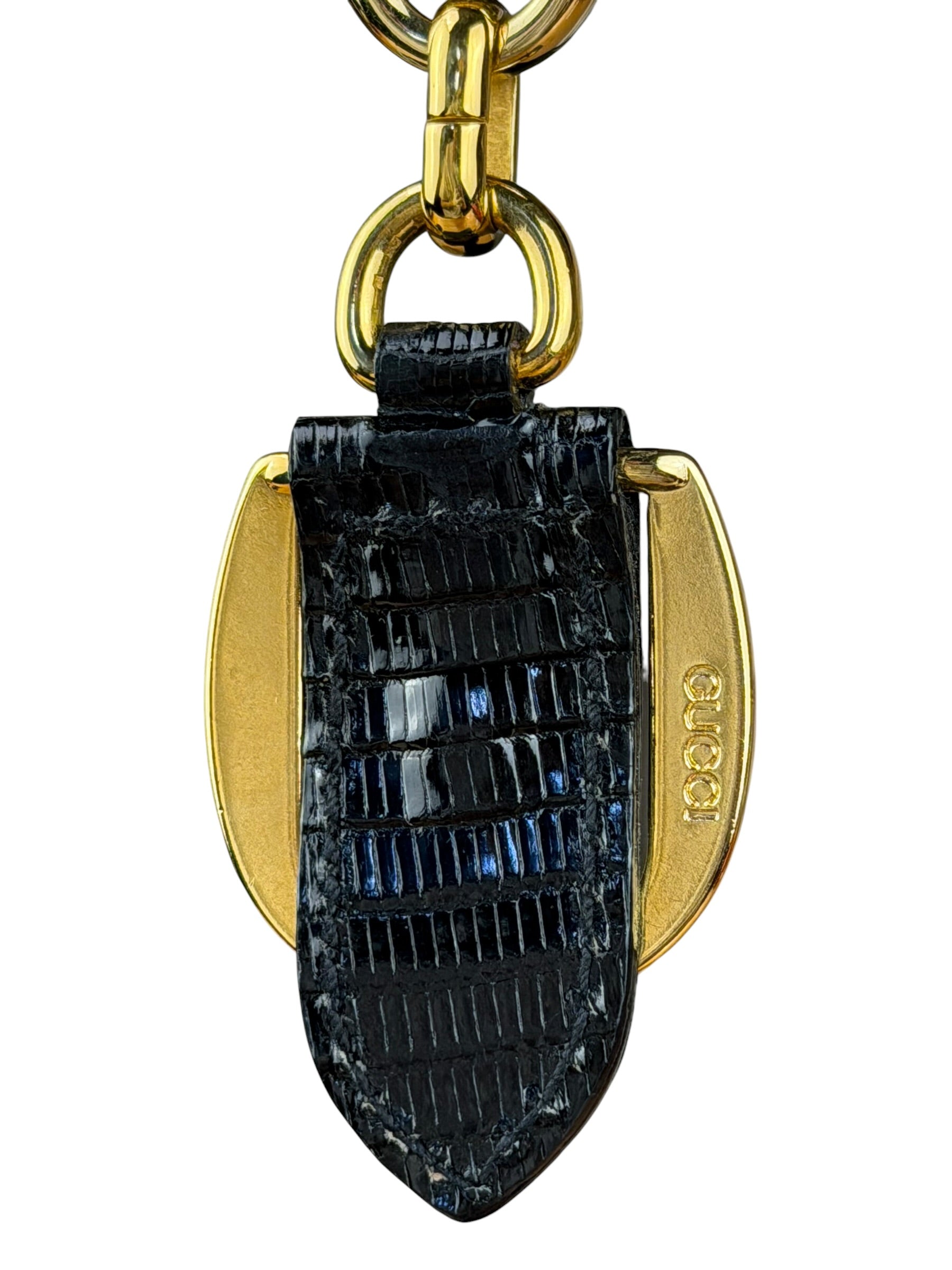 Gucci Vintage Leather/Metal Equestrain Stirrup Keychain