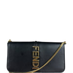 Fendi Fendigraphy Black Leather Wallet on Chain