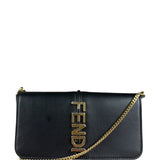 Fendi Fendigraphy Black Leather Wallet on Chain