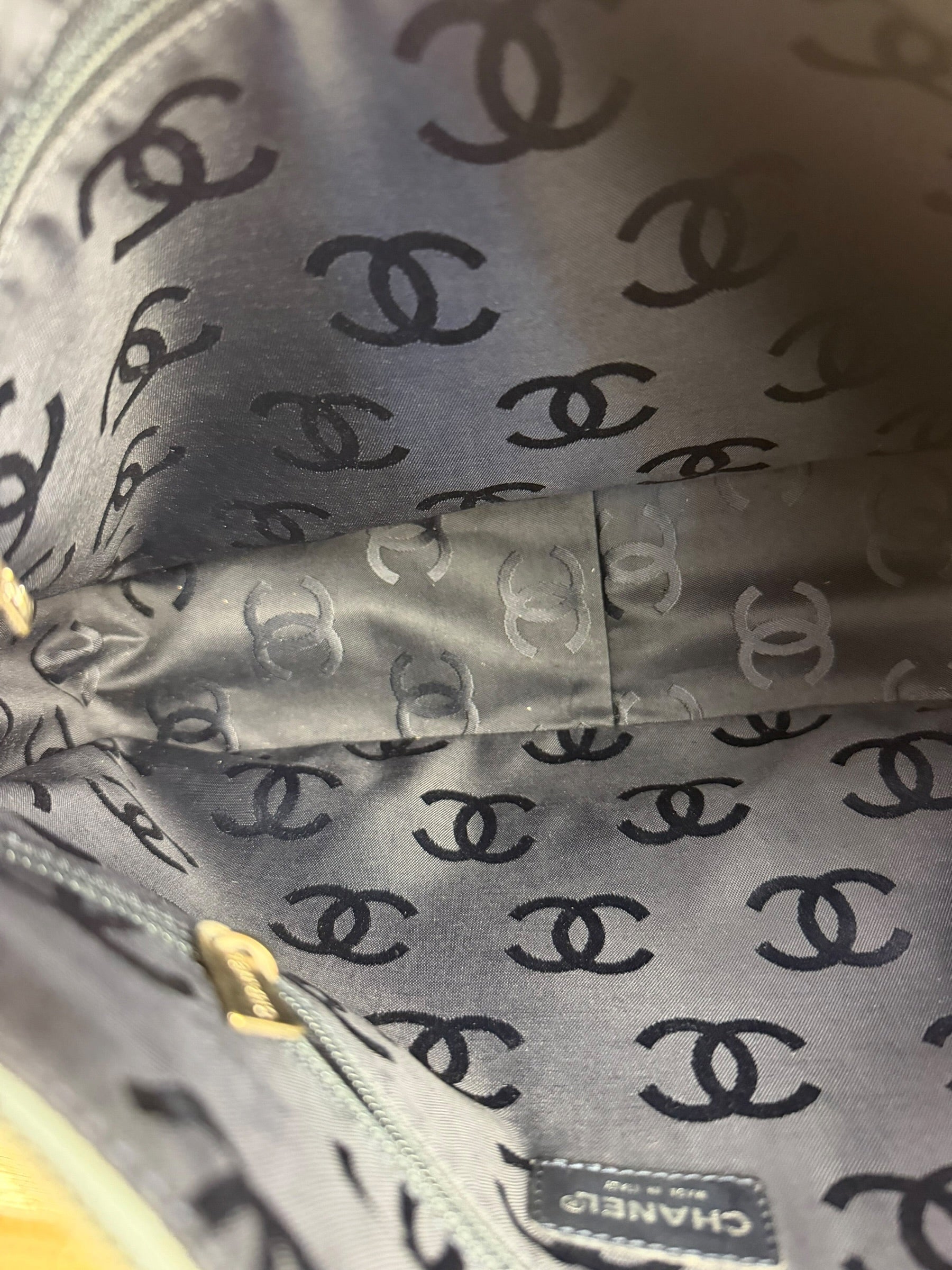 Chanel Light Washed Denim CC Canvas Logo Shoulder Bag 2002