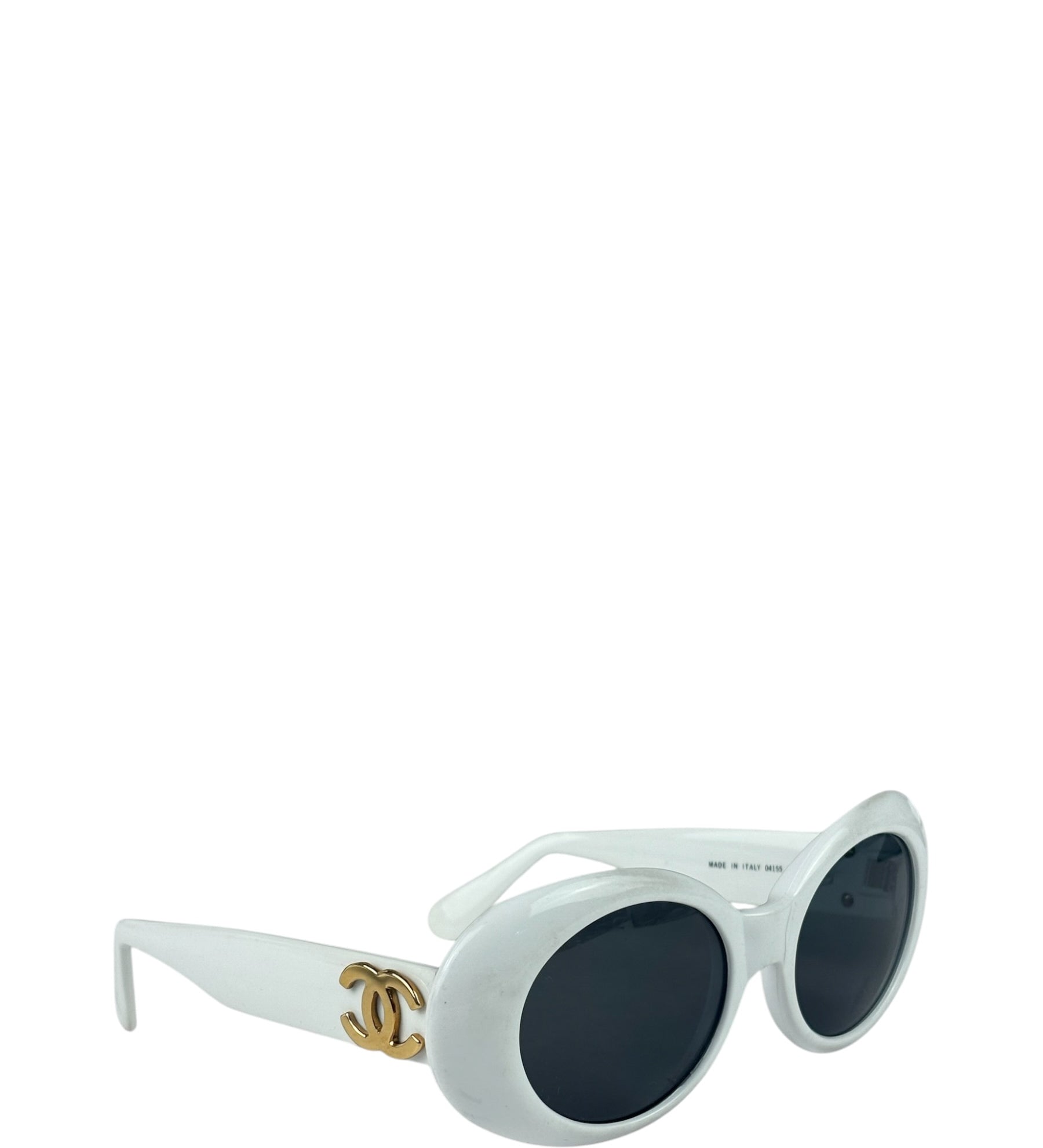 Chanel White Oval Sunglasses