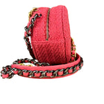 Chanel 19 Round Pink Tweed Chain Shoulder Bag