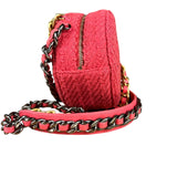 Chanel 19 Round Pink Tweed Chain Shoulder Bag