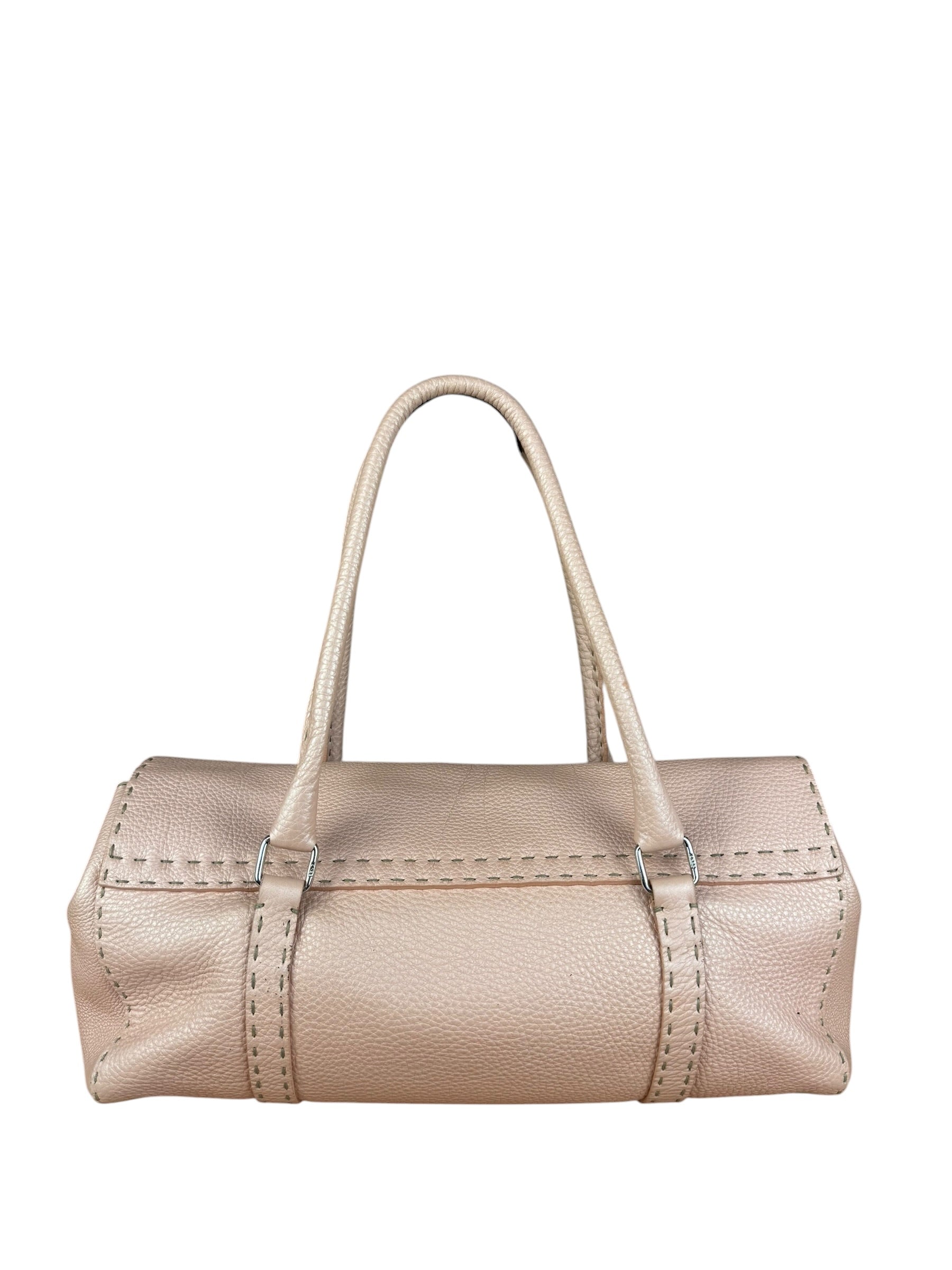 Fendi Light Pink Metallic Vintage Selleria Stitch Lina Handbag