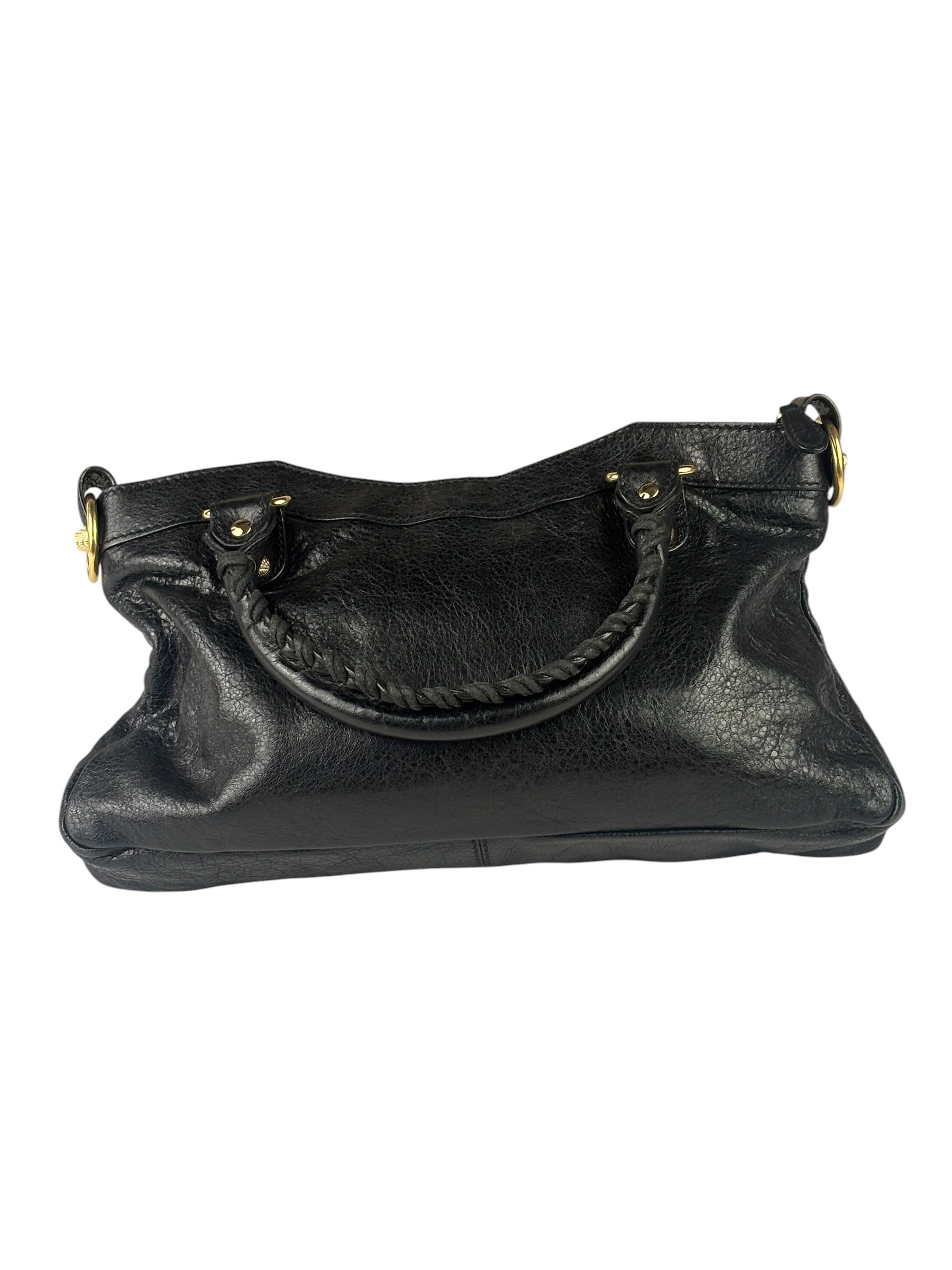 Balenciaga Black Lambskin Moto City Two-Way Bag