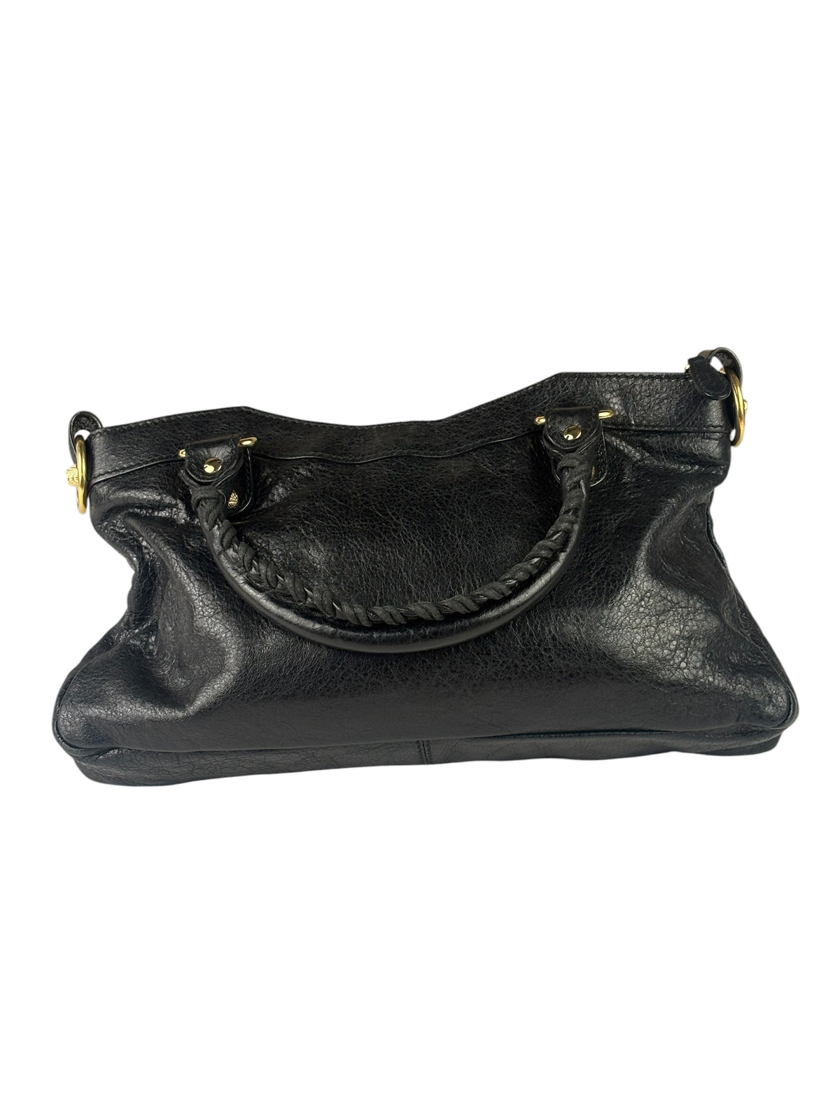 Balenciaga Black Lambskin Moto City Two-Way Bag
