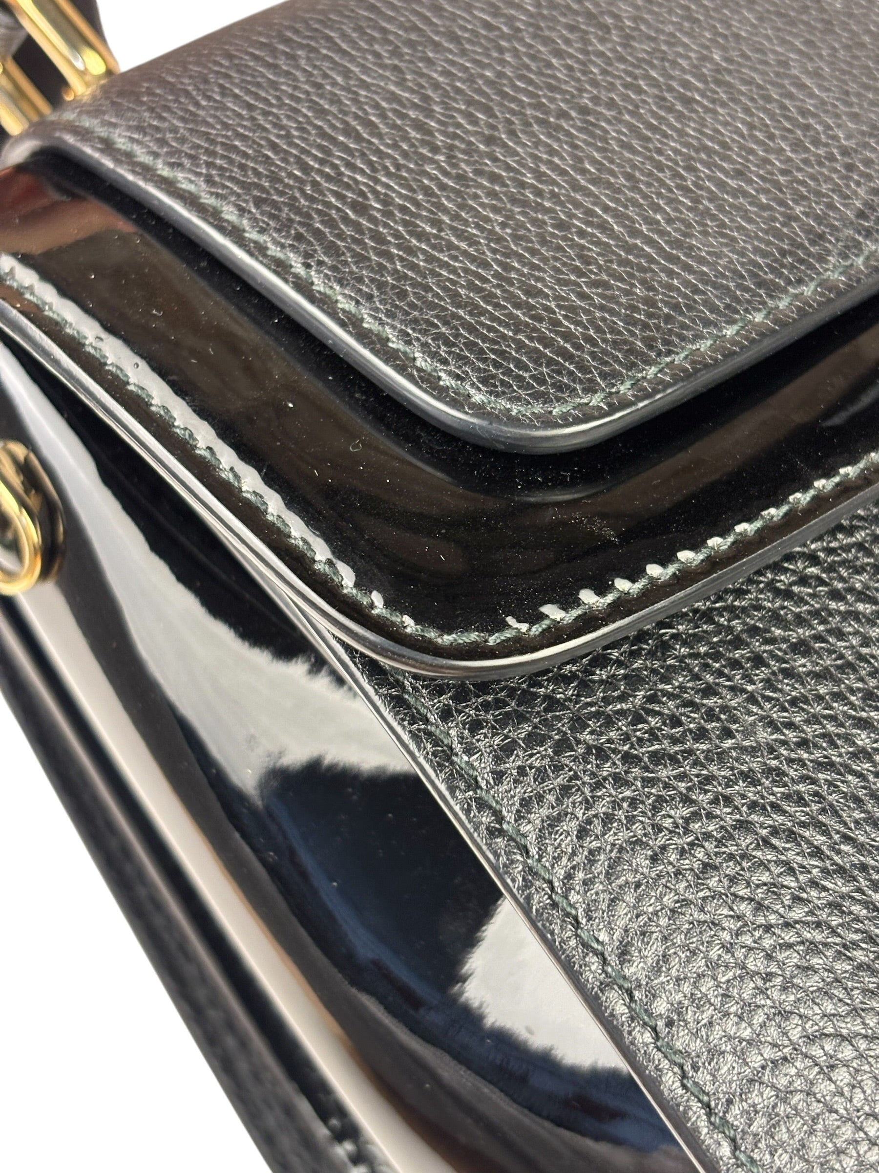 Dolce & Gabbana Black Patent Leather Borsa A Mano Two-Way Bag