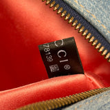 Gucci Blue Denim GG Marmont Pearl Camera Bag