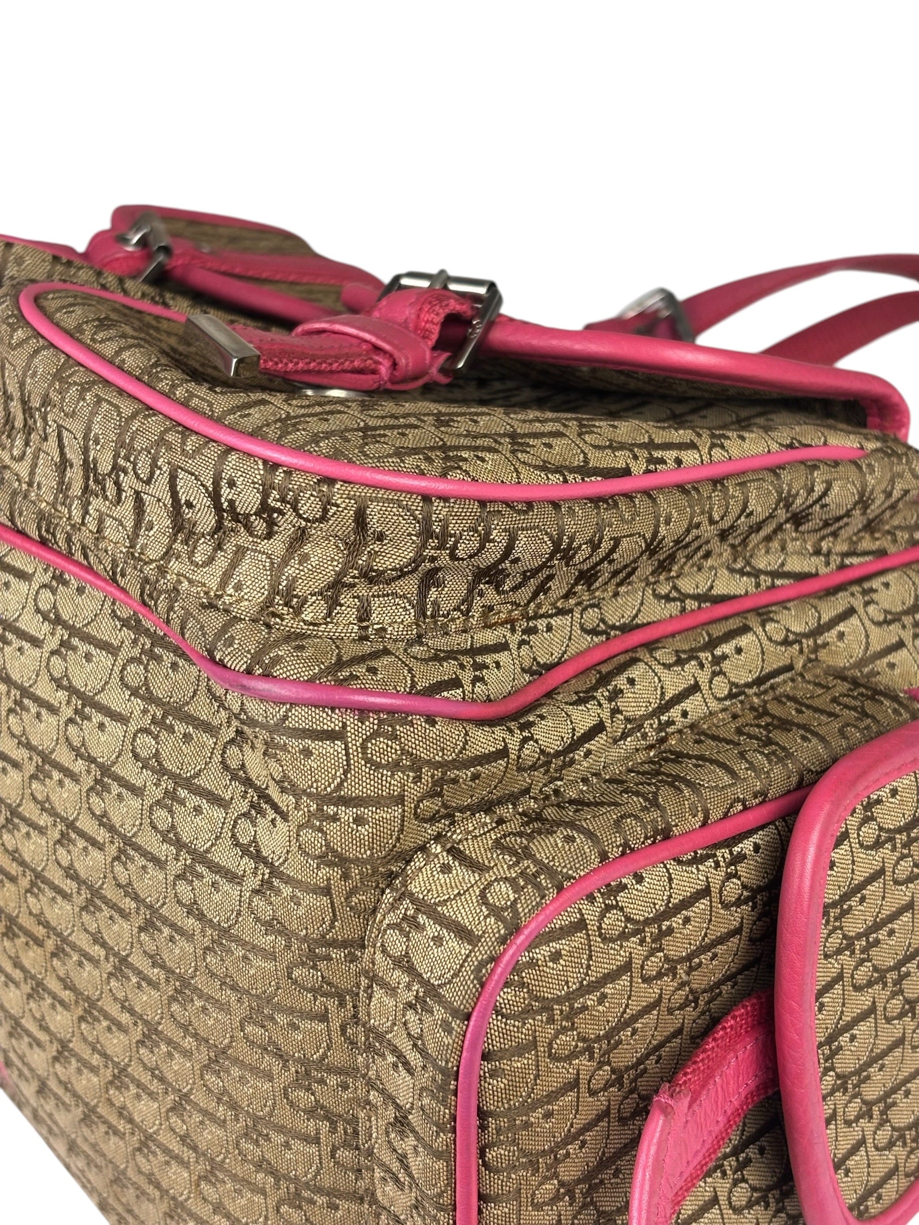 Christian Dior Vintage Pink Leather Trim Diorssimo Street Chic Shoulder Bag