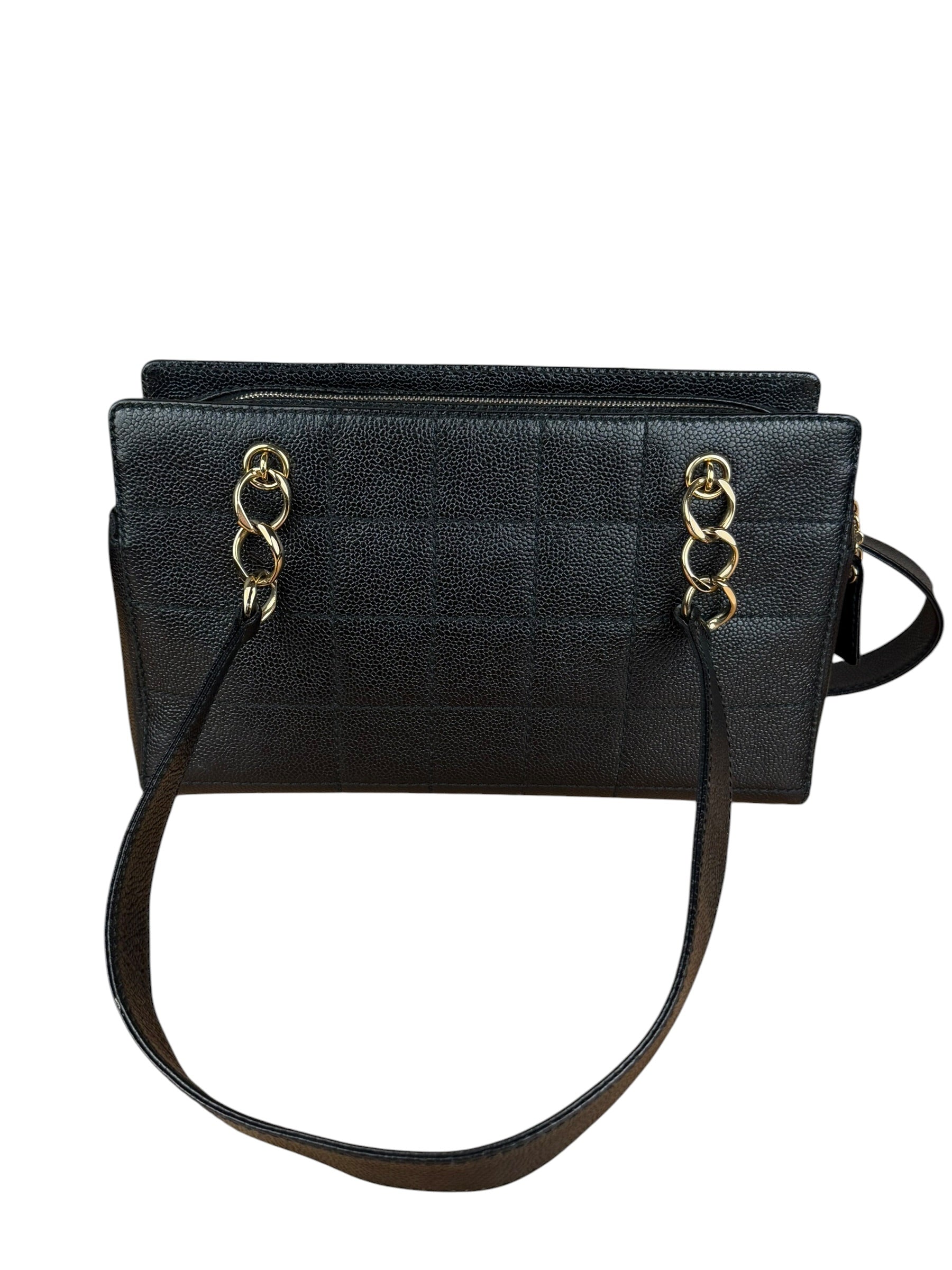 Chanel Black Choco Bar Stitch Caviar Chain Tote 2002