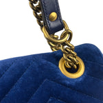 Gucci GG Blue Velvet Marmont Chain Shoulder Bag