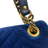 Gucci GG Blue Velvet Marmont Chain Shoulder Bag