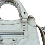 Balenciaga White Croc Embossed S Neo City Bag
