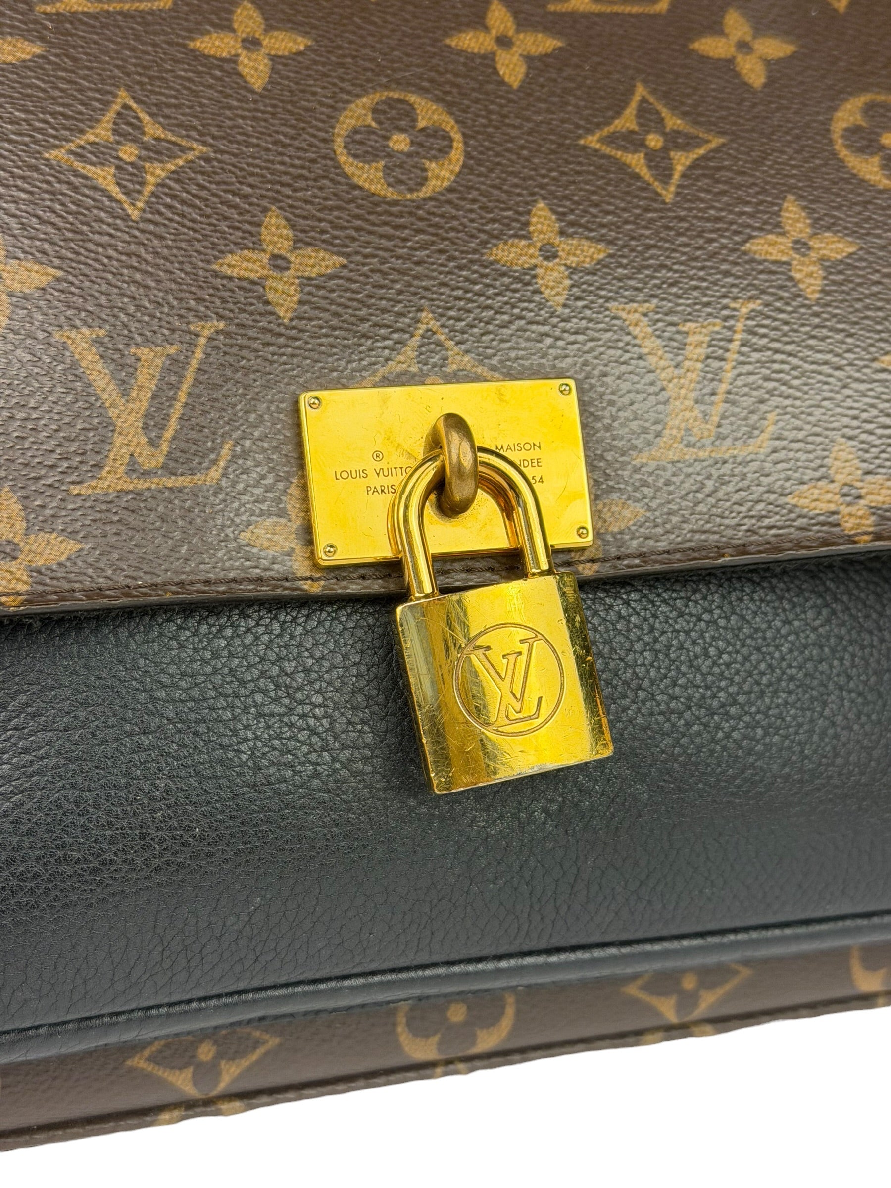 Louis Vuitton Black Leather/ Monogram Marignan 2Way Bag