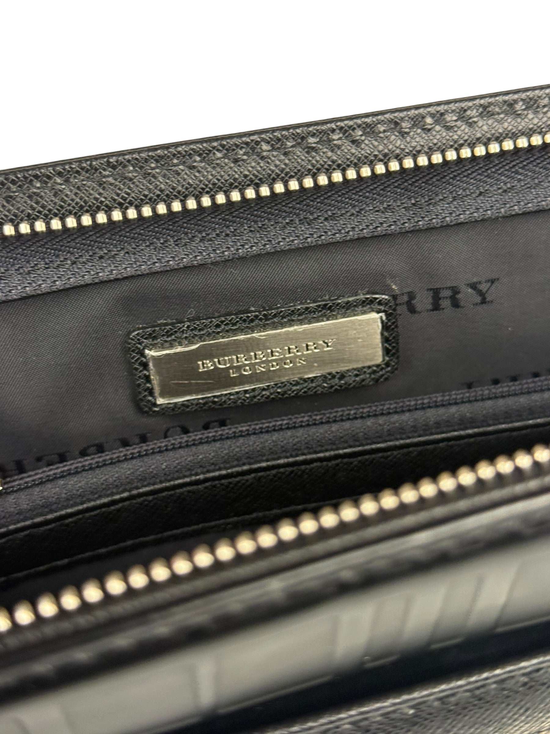 Burberry Black Leather Zip Clutch Pouch