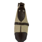 Gucci Brown/Beige Leather Trim Reins Canvas Web Hobo Bag