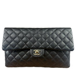 Chanel Black Caviar Quilted Flap Clutch Bag 2019