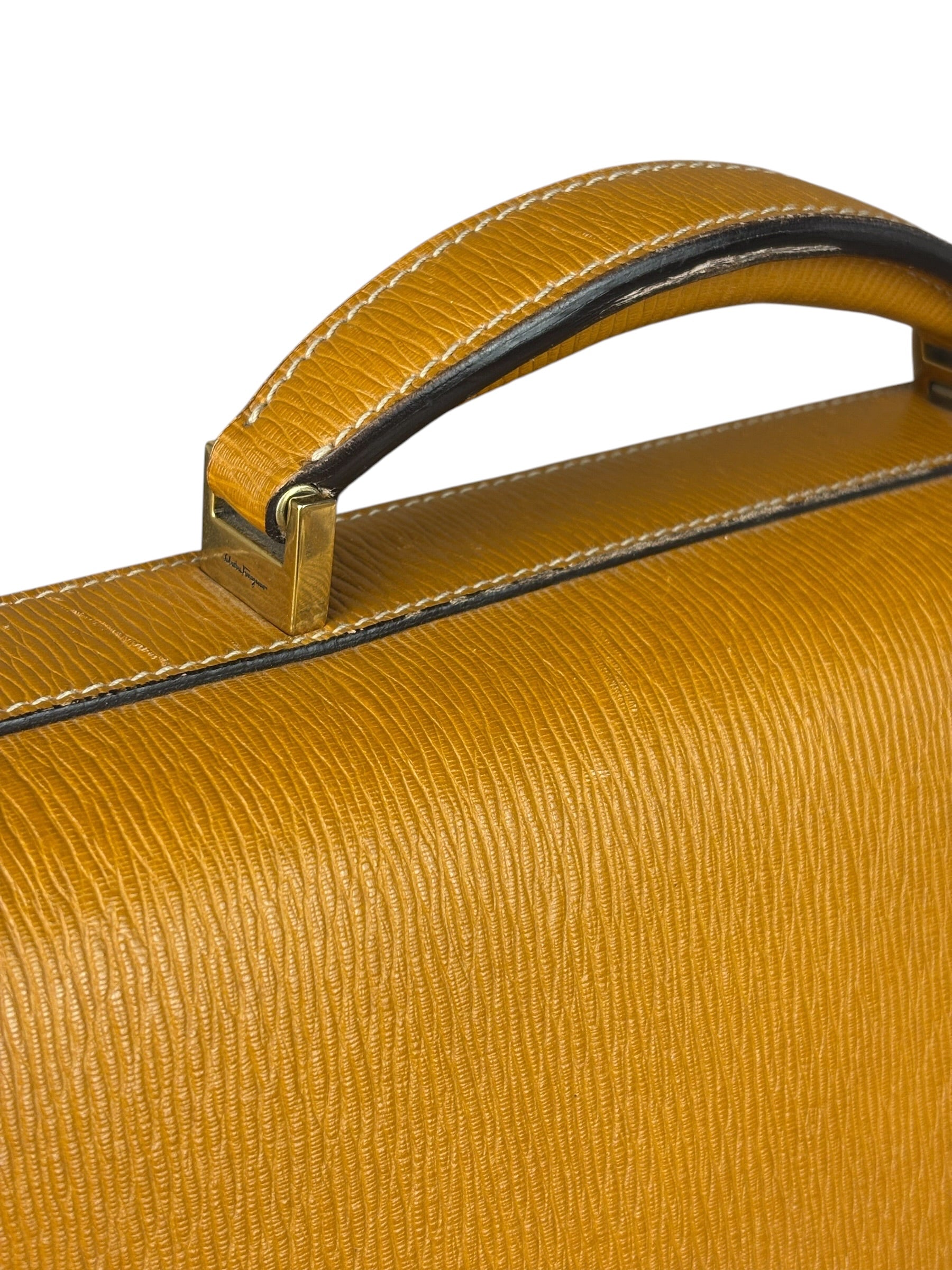 Salvatote Ferragamo Brown Leather Flap Briefcase