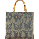 Fendi Vintage Brown Tiger Print Canvas Tote Bag