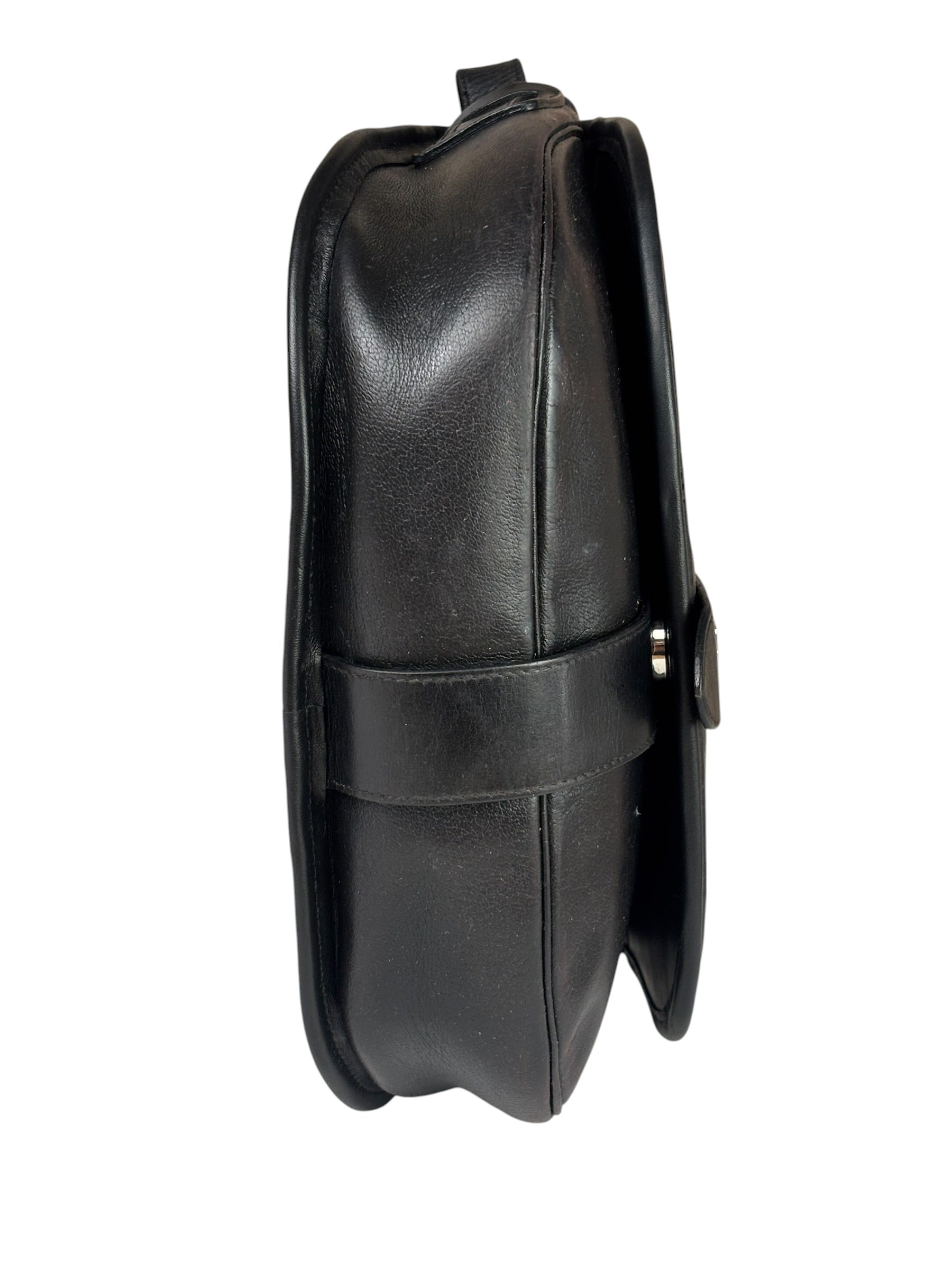 Christian Dior Vintage Black Leather Rounded Flap Bag