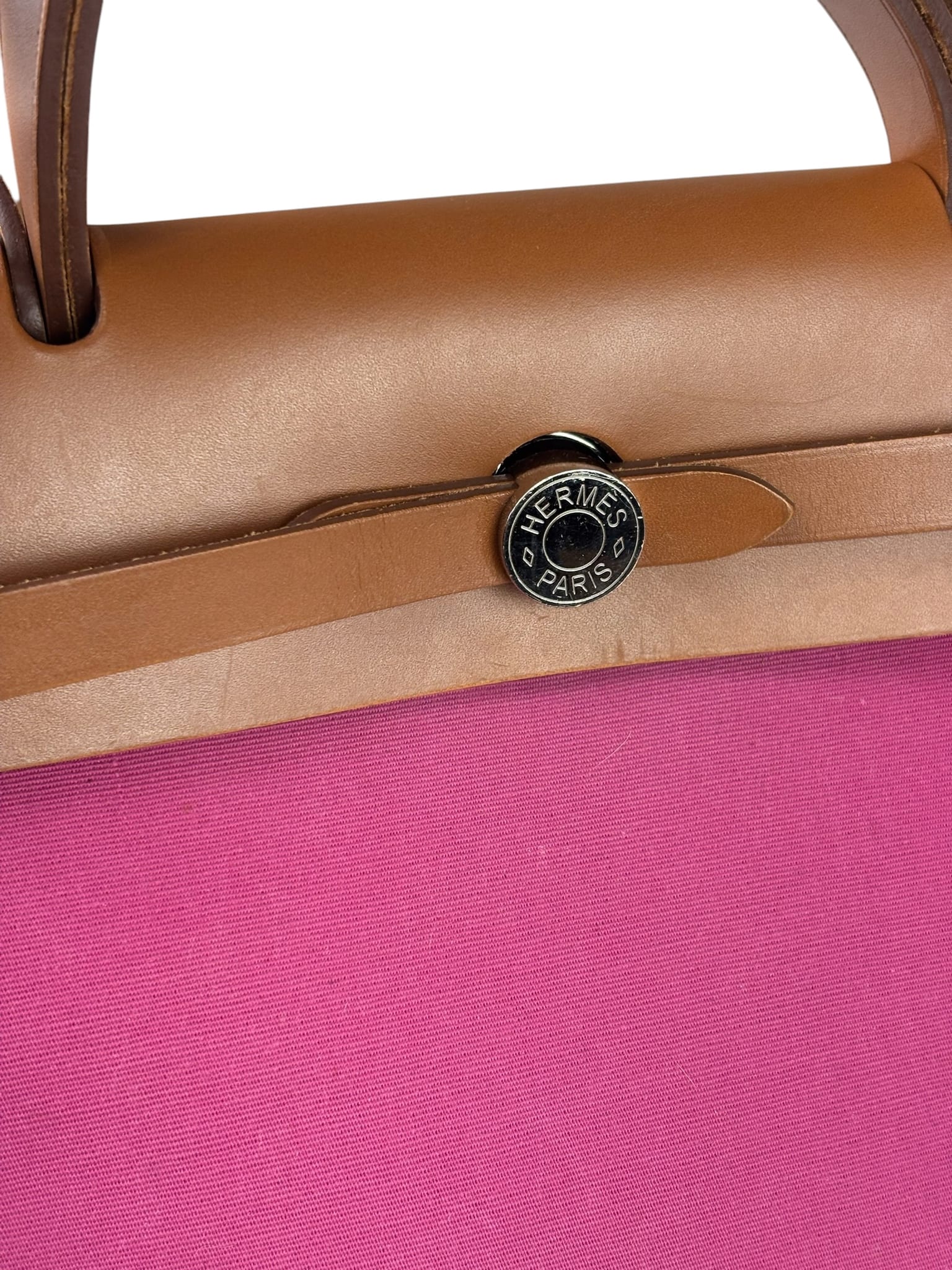 Hermes Pink/Brown Leather Trim Herbag Zip 31 Two-Way Bag