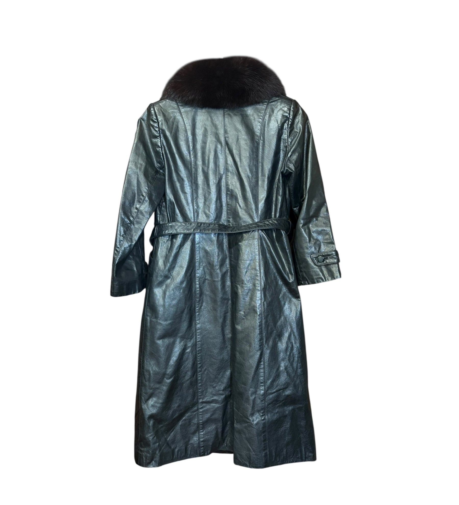 Vintage Leather Fur Lined Trench Coat