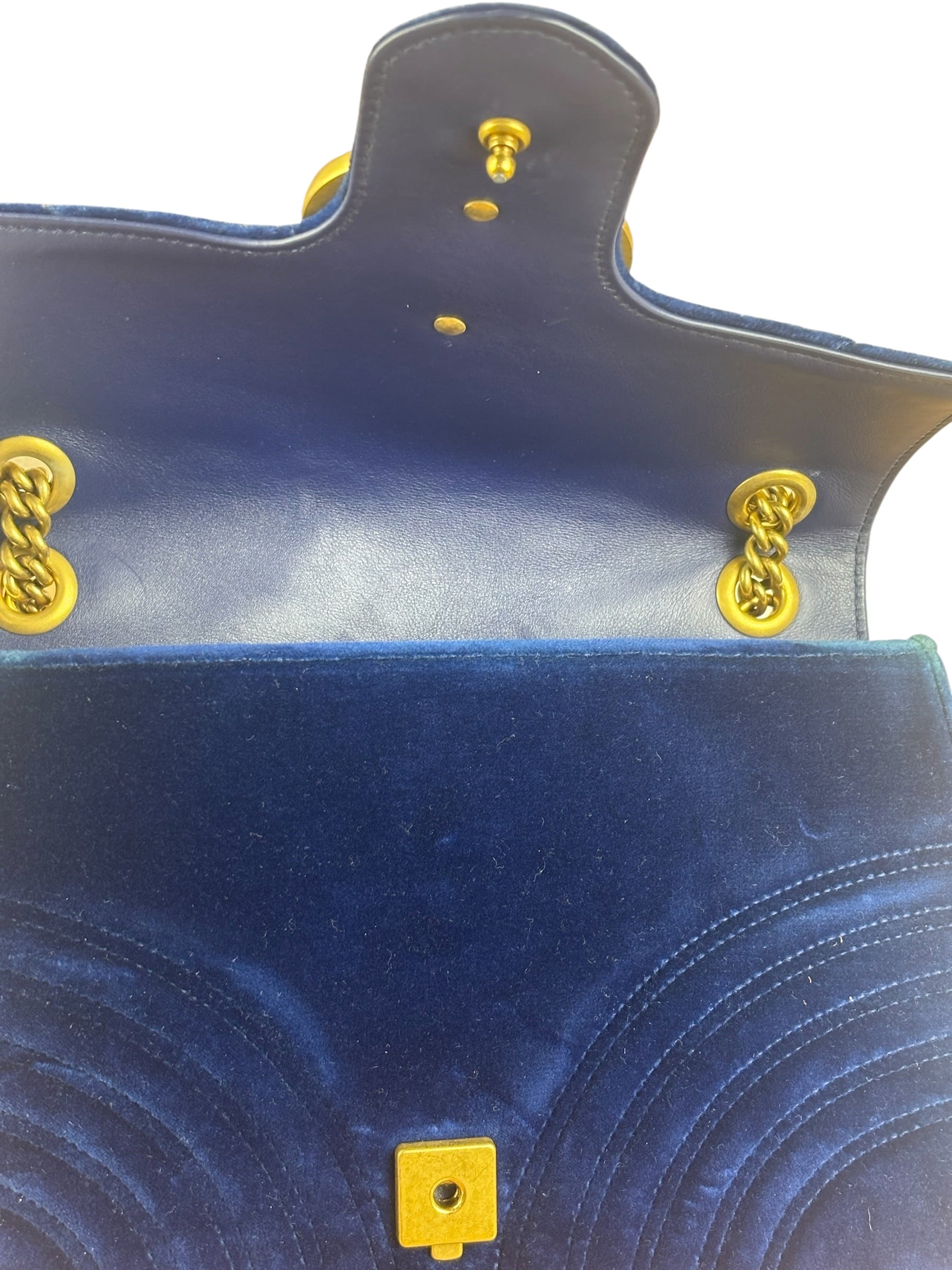 Gucci GG Blue Velvet Marmont Shoulder Bag