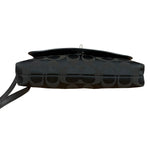 Coach Vintage Black Leather Trim C Canvas Flap Snap Clutch Wristlet