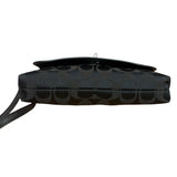 Coach Vintage Black Leather Trim C Canvas Flap Snap Clutch Wristlet