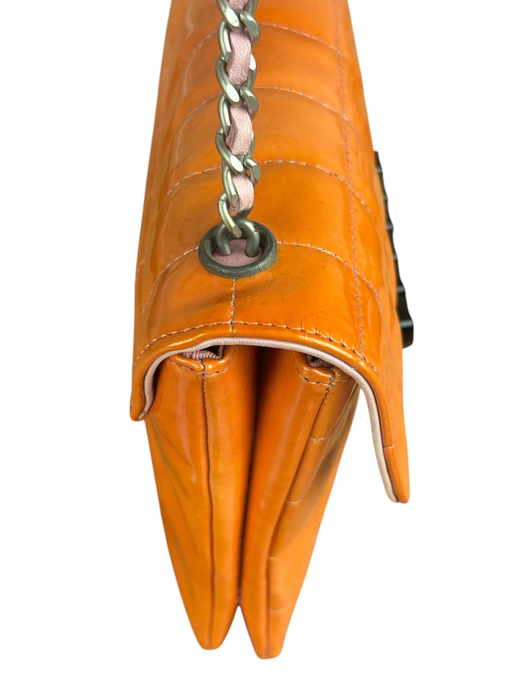 Chanel Orange/Pink Chocolate Bar Keyboard Digital Flap Shoulder Bag 2001