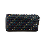 Christian Louboutin Bicolor Leather Around-Zip Spiked Studs Wallet