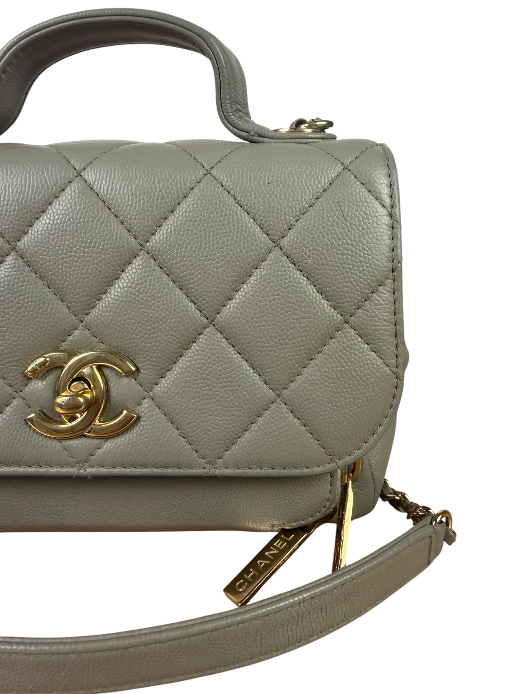 Chanel Grey Quilted Leather Mini Business Affinity Flap Bag 2019