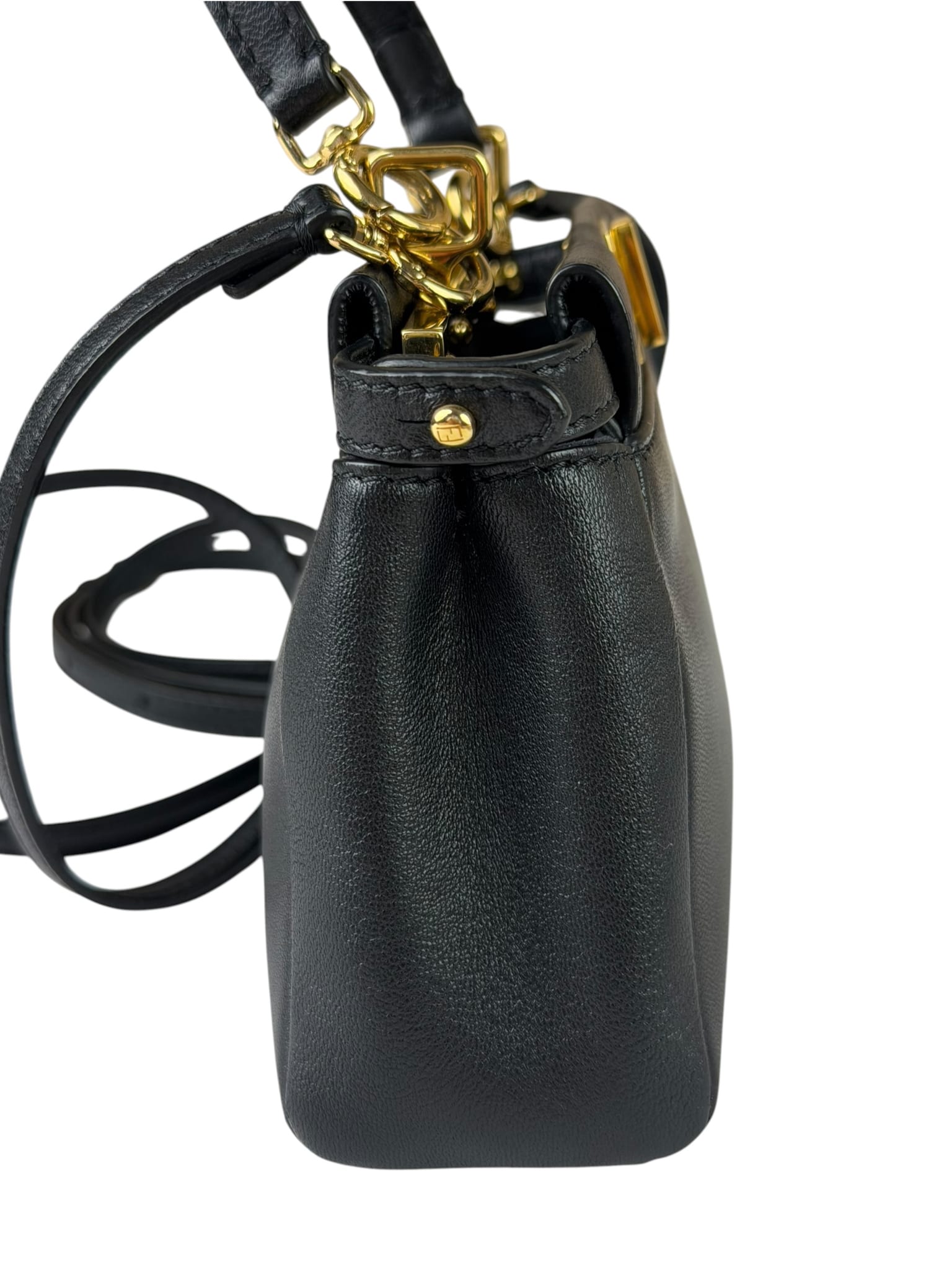 Fendi Black Leather Nano Peekaboo Two-Way Bag