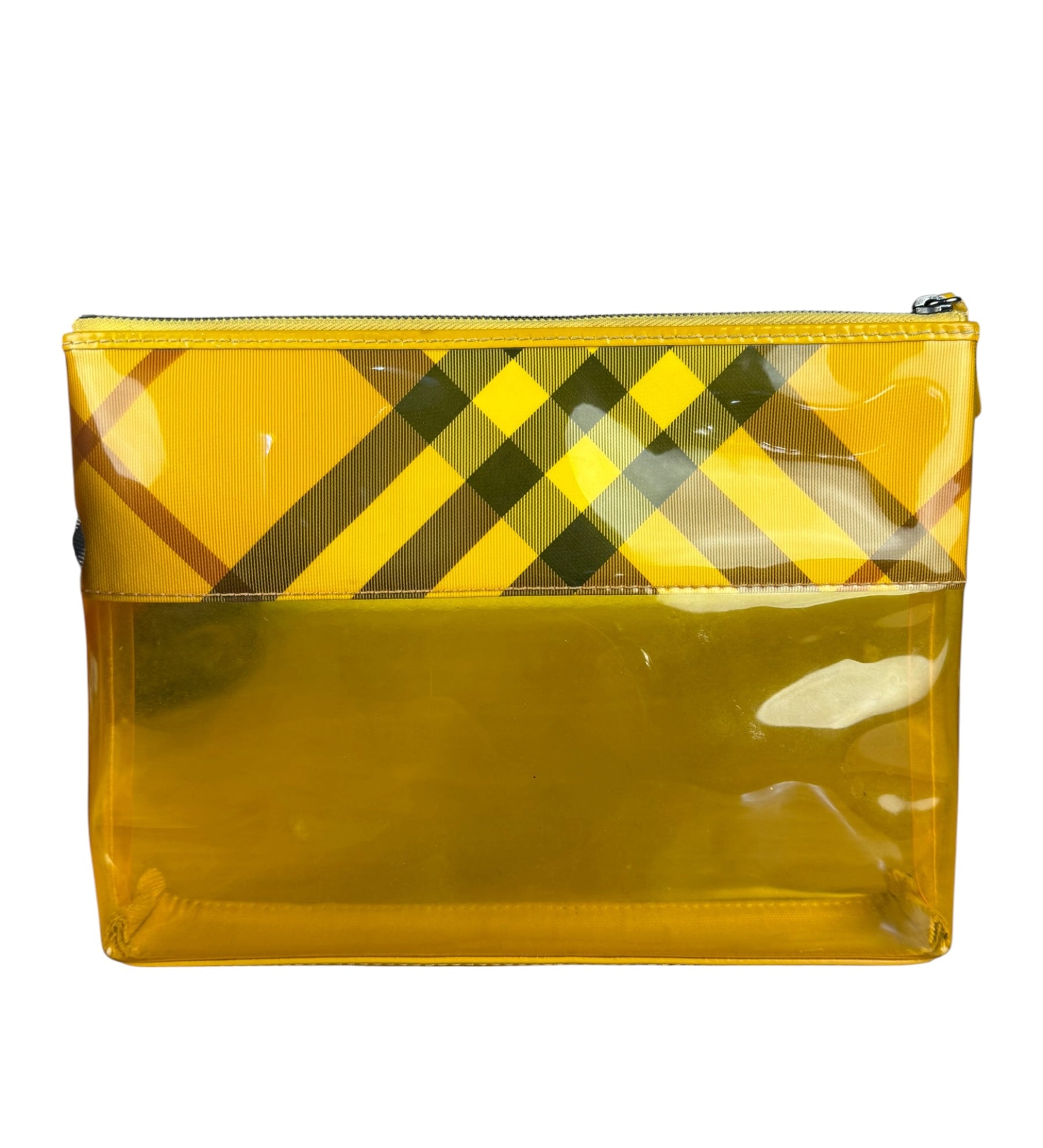 Burberry Yellow Vinyl Check Cosmetic Pouch