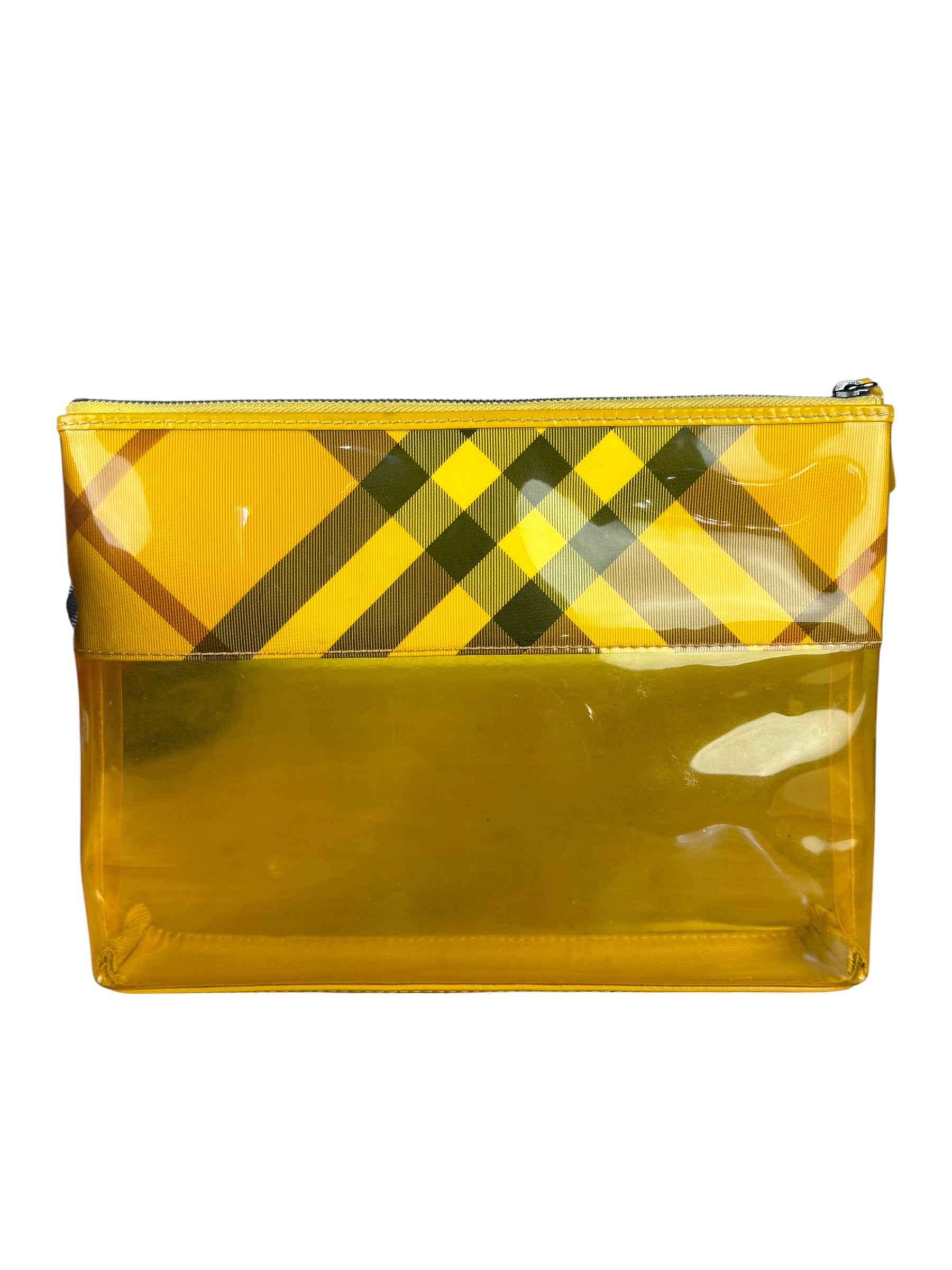 Burberry Yellow Vinyl Check Cosmetic Pouch