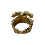 Chanel Gold-Plated Flower-Motif Cocktail Ring