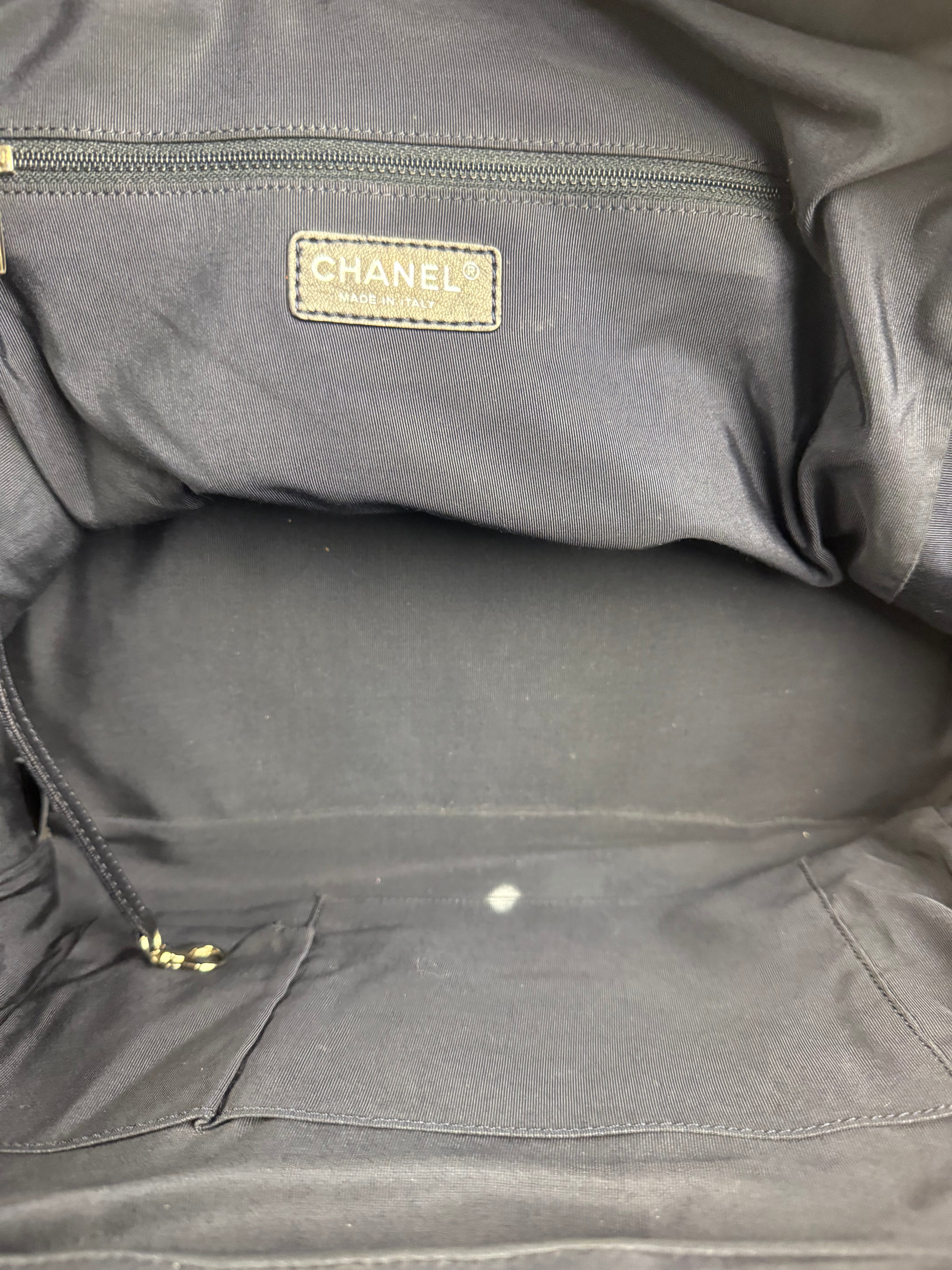 Chanel Navy Quilted Leather Lido Chain Shoulder Tote 2009