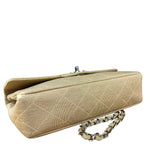 Chanel Vintage Beige Jersey Quilted Classic Flap Bag