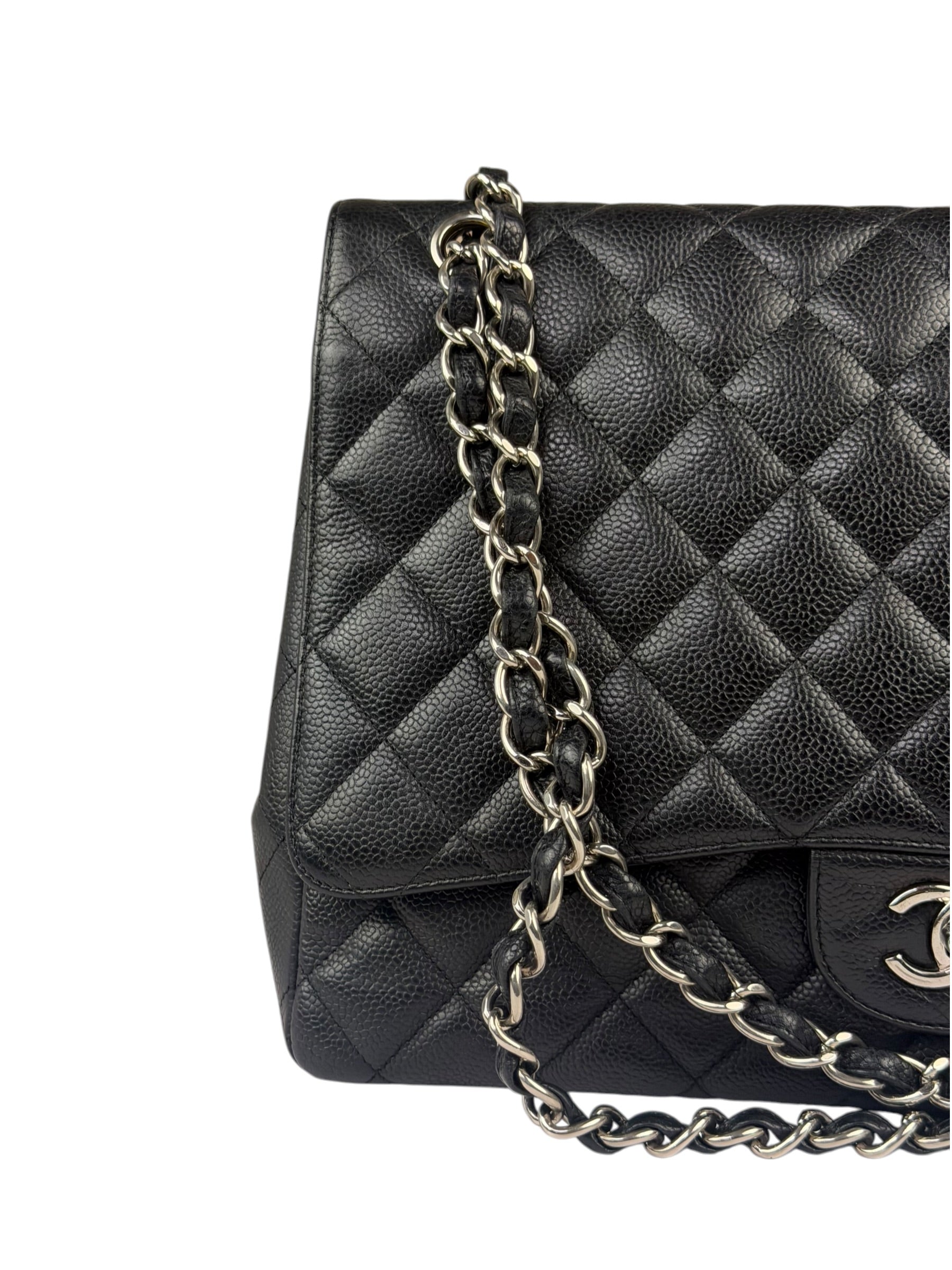 Chanel Black Quilted Leather Jumbo Classic Flap Bag 2009