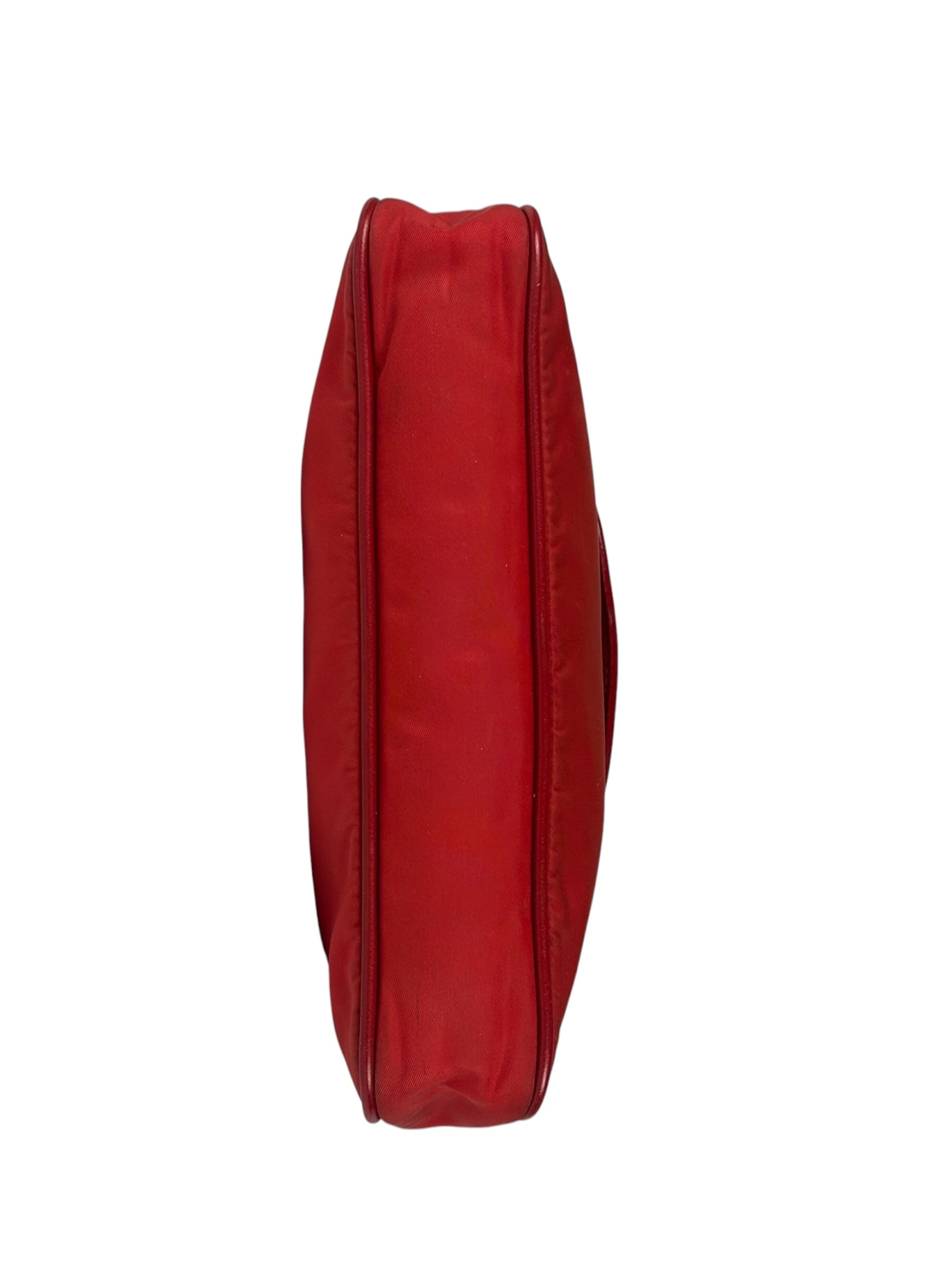 Prada Red Tessuto Nylon/Saffiano Leather Trim Two-Way Bag