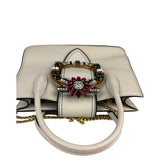 Miu Miu White Madras Ornate Crystal Jeweled Buckle Two-Way Bag