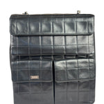 Chanel Black Lambskin Chocolate Bar Quilted Chain Shoulder Bag 2000