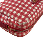Prada Red Gingham Check Canvas Makeup Bag
