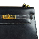 Hermes Black Mini Kelly 20 Box Calf 1991