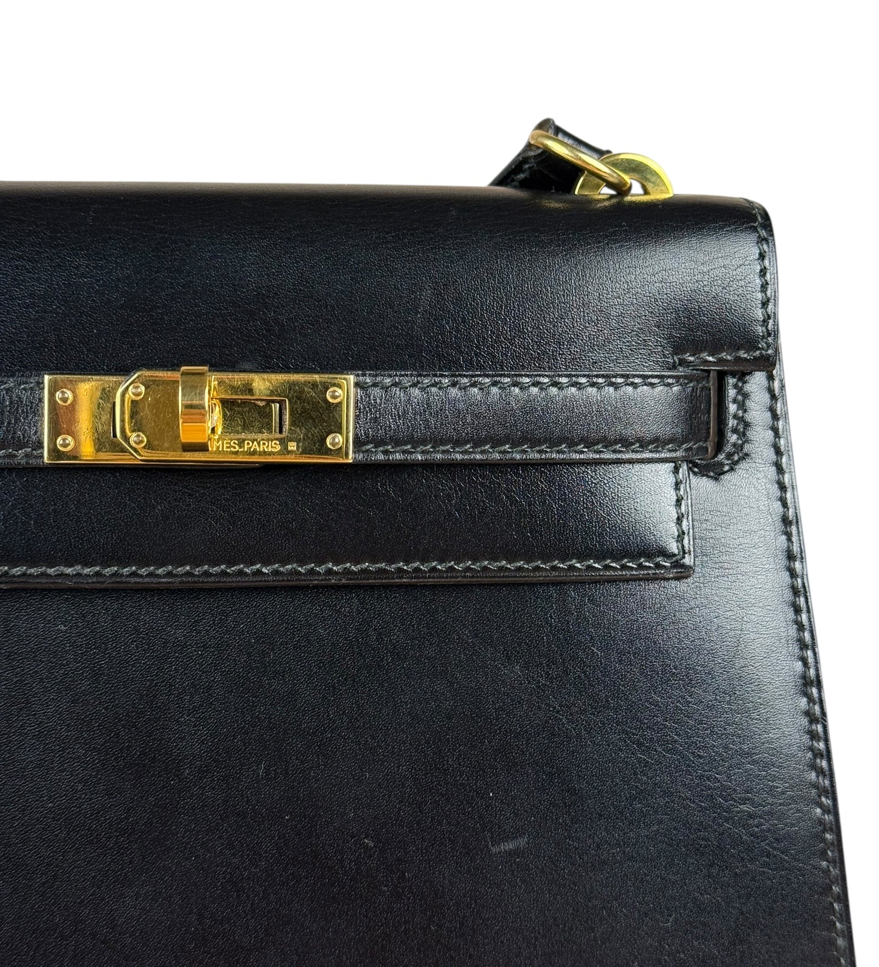 Hermes Black Mini Kelly 20 Box Calf 1991