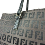 Fendi Brown Leather Trim FF Zucca Tote Bag