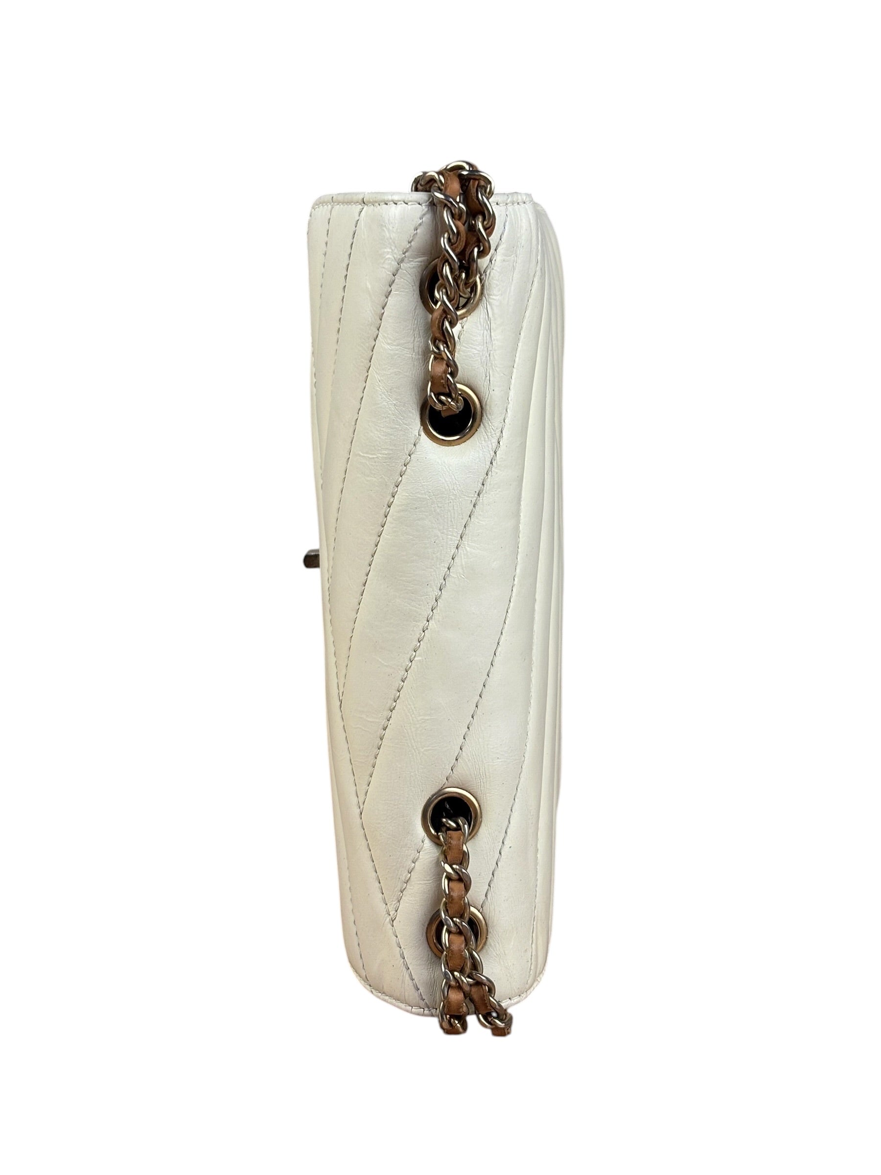 Chanel Beige Gabrielle Chevron Medal Flap 2011