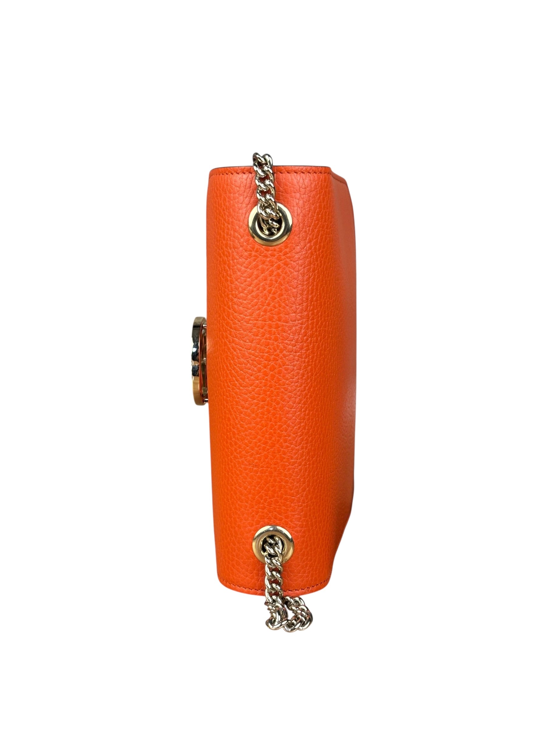 Gucci Orange Leather G Dollar Interlocking Small Shoulder Bag