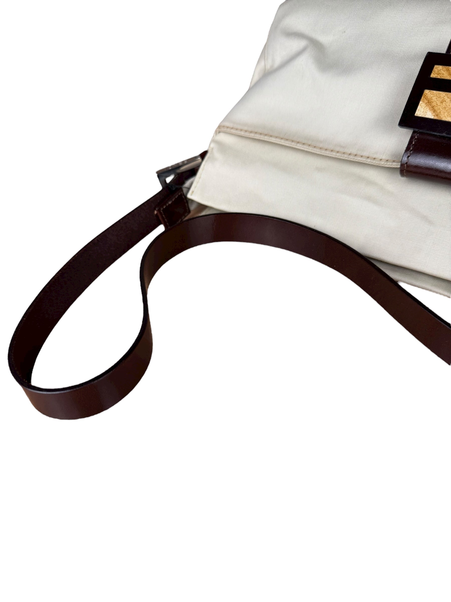 Fendi Cream Baguette Shoulder Bag