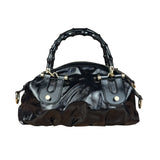Gucci Black Patent Vintage Dialux Pop Bamboo 2Way Handbag
